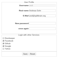 oAuth service association in user profile